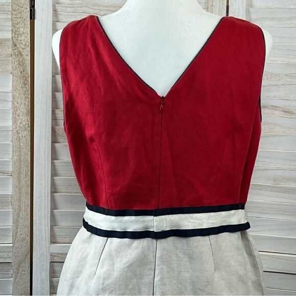 Vilagallo Linen Blend Embellished Sheath Dress 44 / 12 - Picture 10 of 16